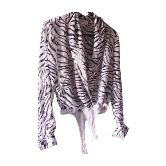 Women's L Cache Tiger Striped Chiffon Bodysuit - Picture 4 of 17